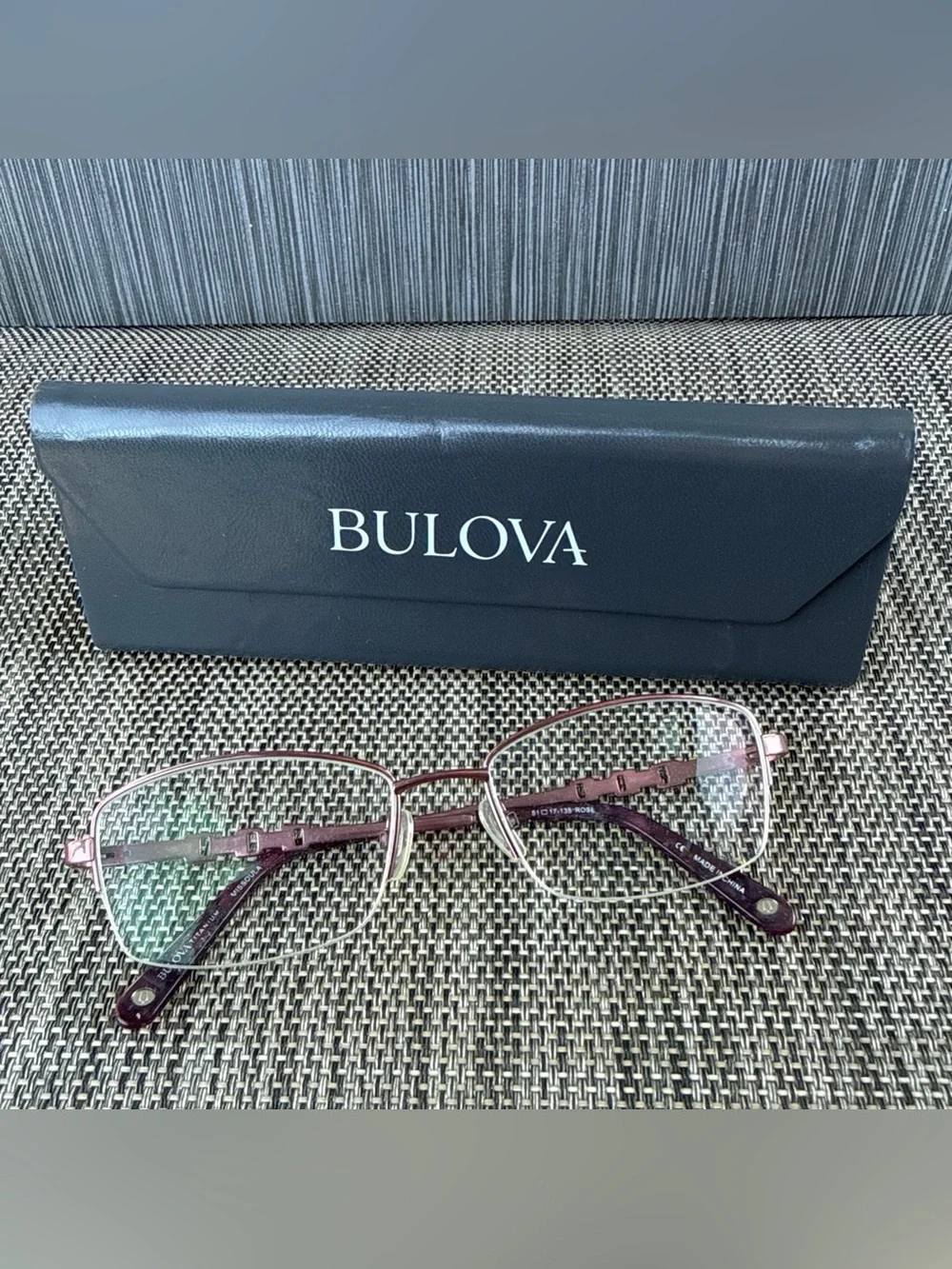Bulova Women's Pink and Burgundy Metal Eyeglass Frame